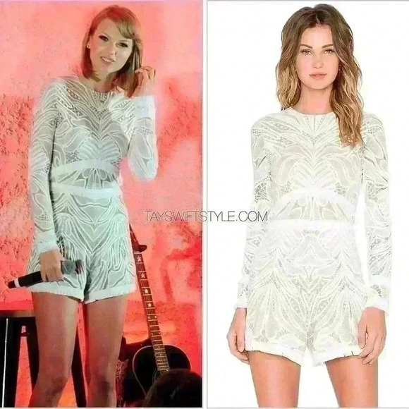 Alexis White Garner Lace Fringe Long Sleeve Romper ASO Taylor Swift - Picture 3 of 15